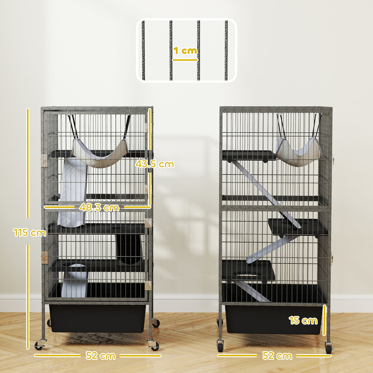 EasyComfort Kooi voor kleine dieren, 4 niveaus, 52x52x115 cm