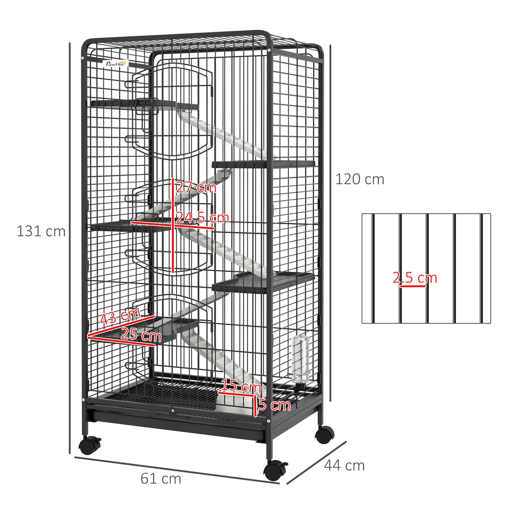 EasyComfort Kooi voor kleine dieren met wielen 61.5x44x131 cm