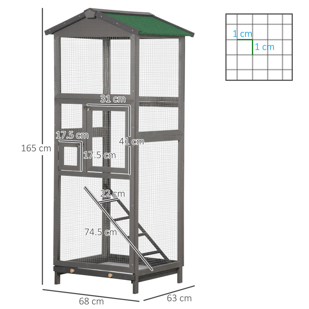 EasyComfort Vogelkooi 165 cm – houten buitenkooi met 2 deuren