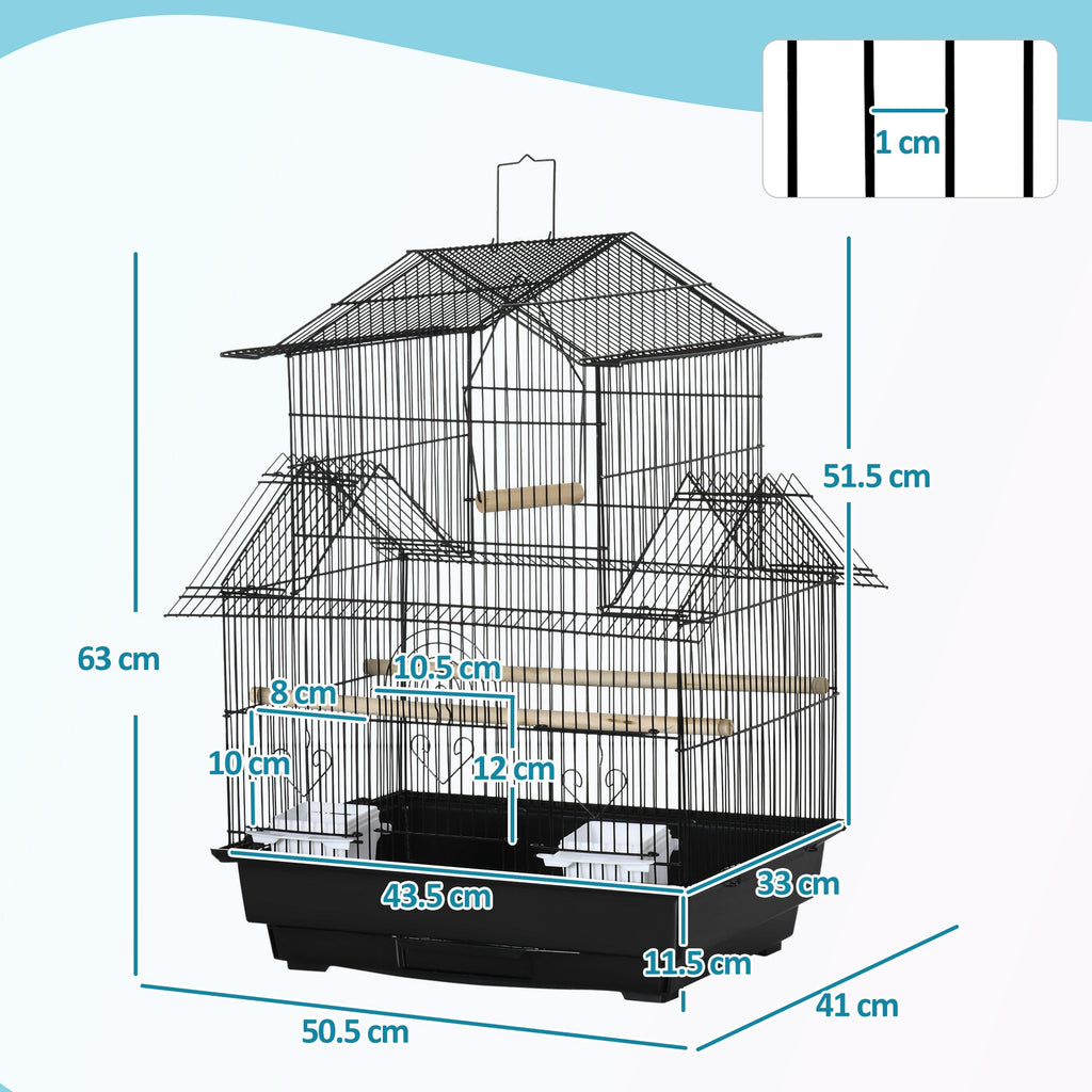 EasyComfort Vogelkooi met draaghandvat en uitneembare bodemplaat, 50.5x41x63 cm