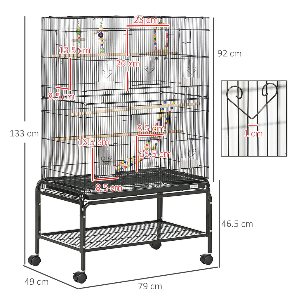 EasyComfort Vogelkooi staal met zitstokken en accessoires 79x49x133 cm
