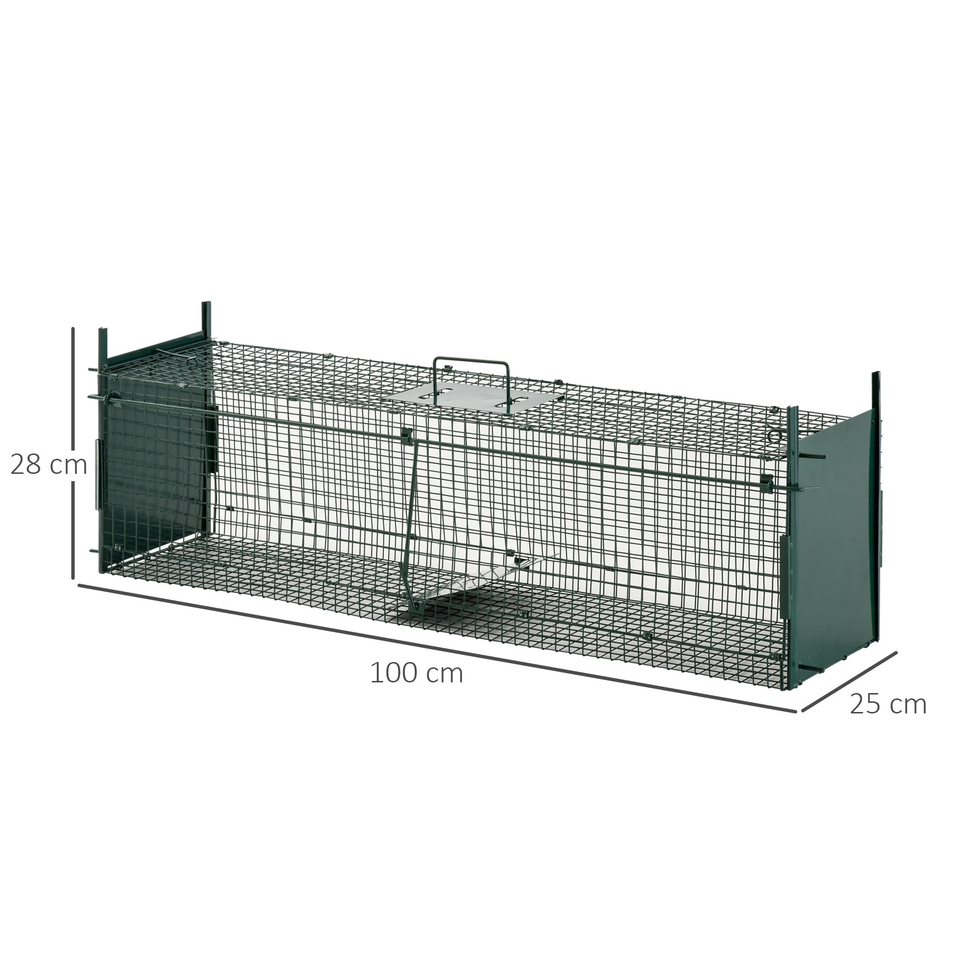 EASYCOMFORT Trap Cage for Live Animals with Double Door, Trap for Rabbits, Cats and Small Animals, 100x25x28cm