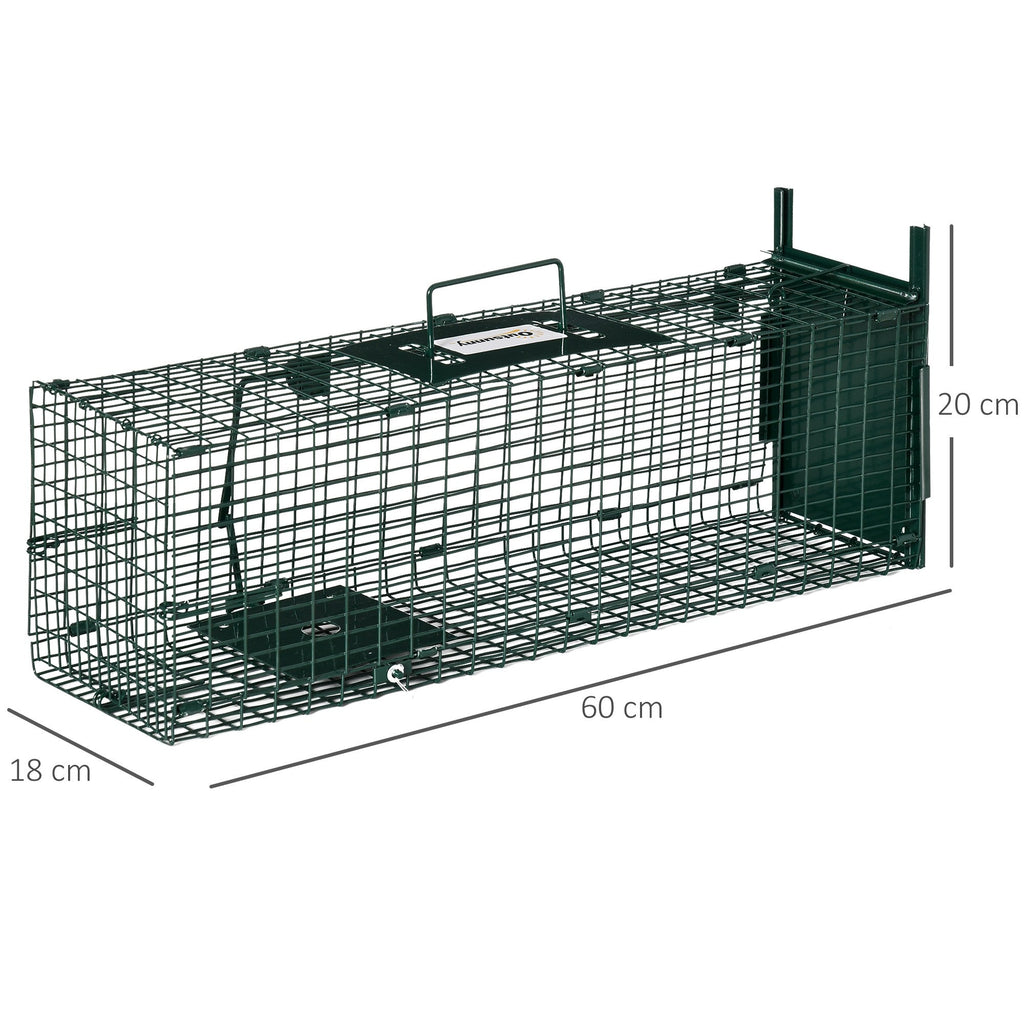 EASYCOMFORT Trap Cage for Live Animals with Single Door, 60x18x20cm, Green
