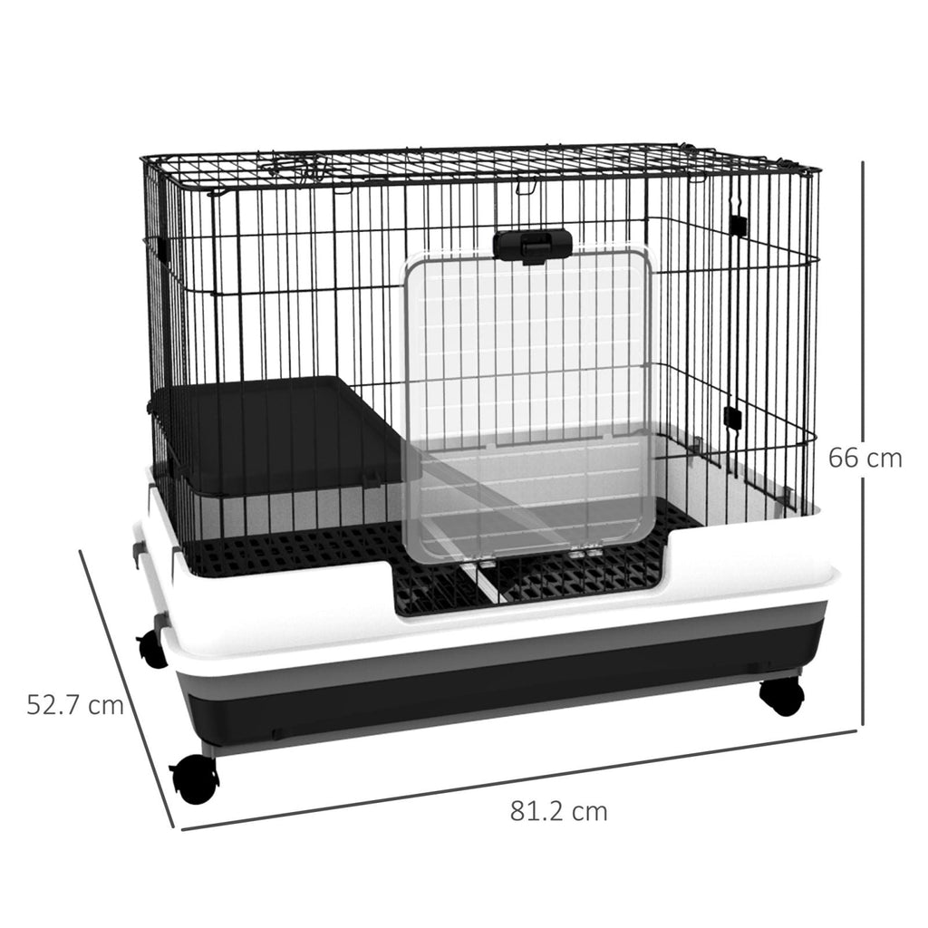 EASYCOMFORT Cage for Hamsters Rabbits Guinea Pigs in Black Metal with 2 Doors