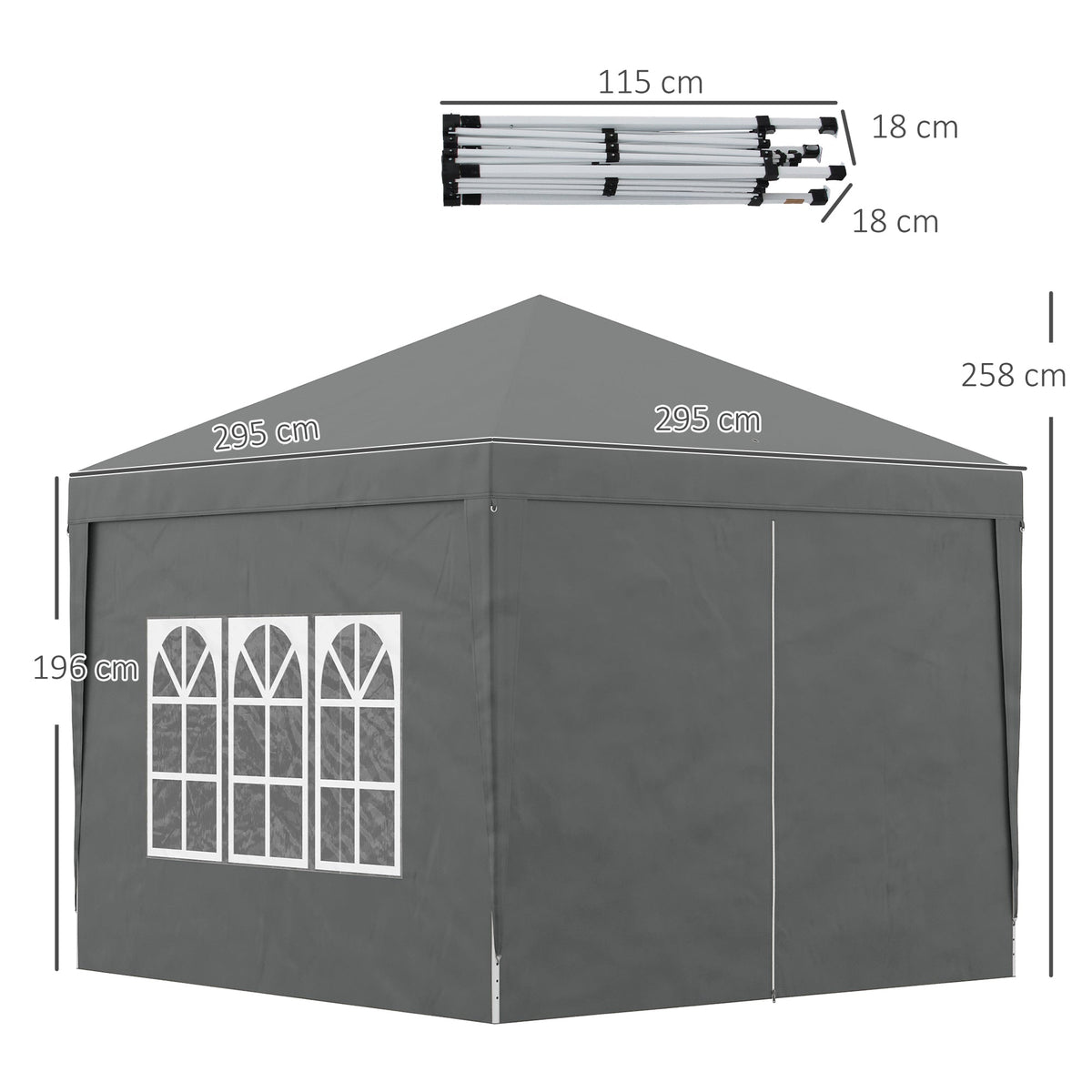 EasyComfort 3x3 m opvouwbaar paviljoen met 4 zijpanelen