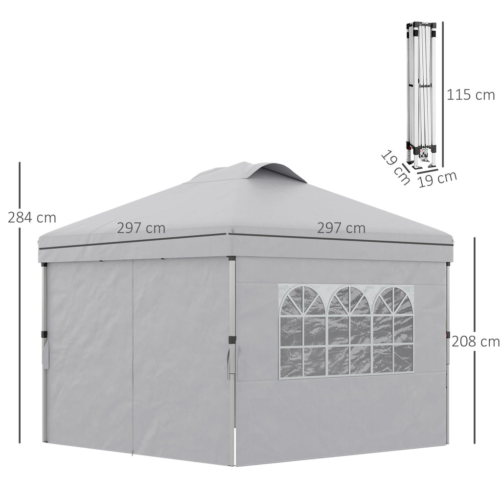EasyComfort Gazebo inklapbaar 3x3 m, verstelbare hoogte (3 niveaus)