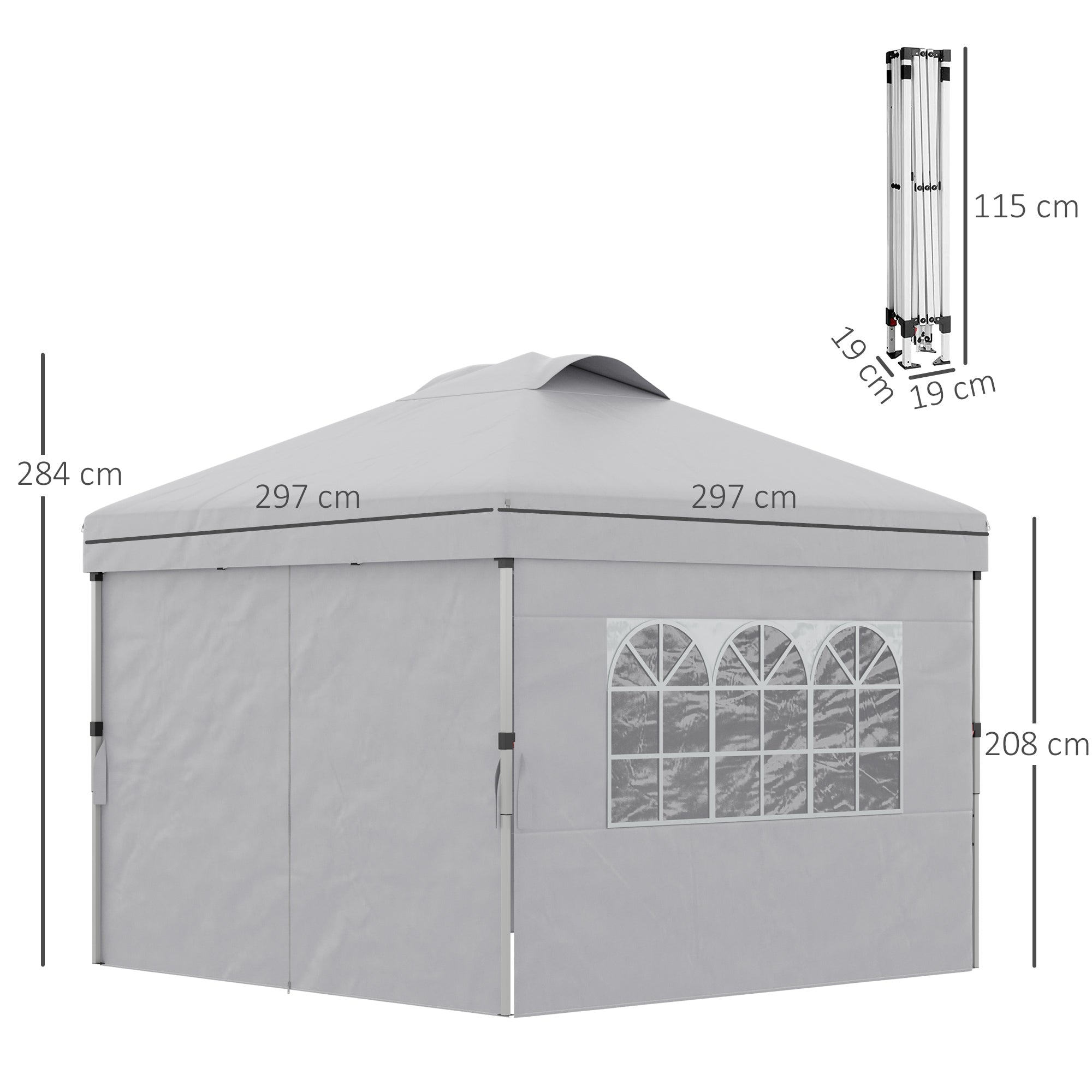 EasyComfort Gazebo inklapbaar 3x3 m, verstelbare hoogte (3 niveaus)