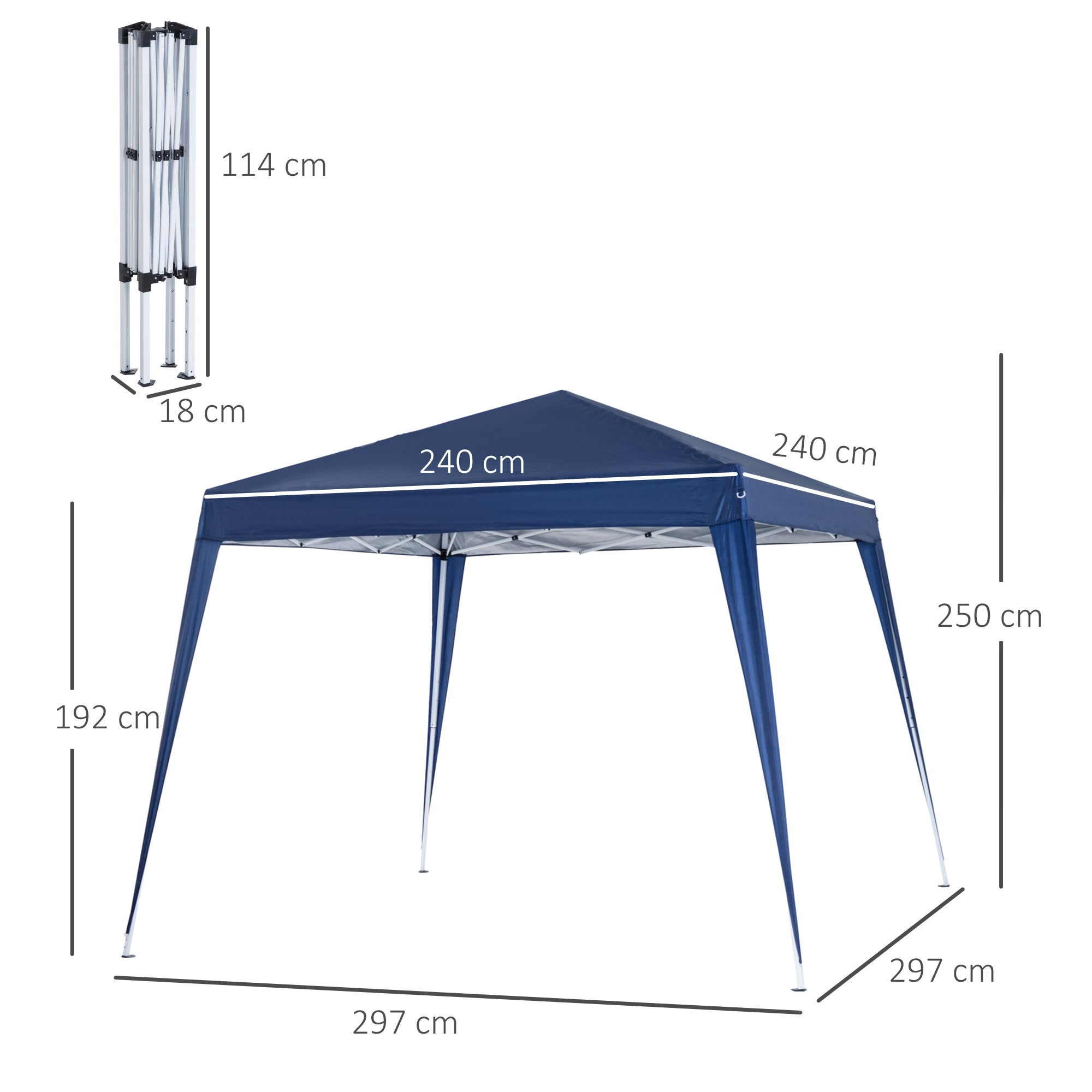 EasyComfort Gazebo vouwbaar 2,4x2,4 m blauw