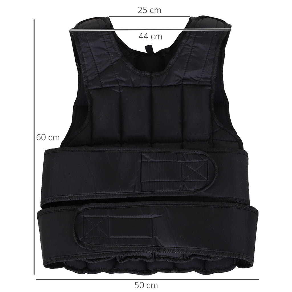 EasyComfort 20 kg gewichtsvest met 38 gewichten - zwart