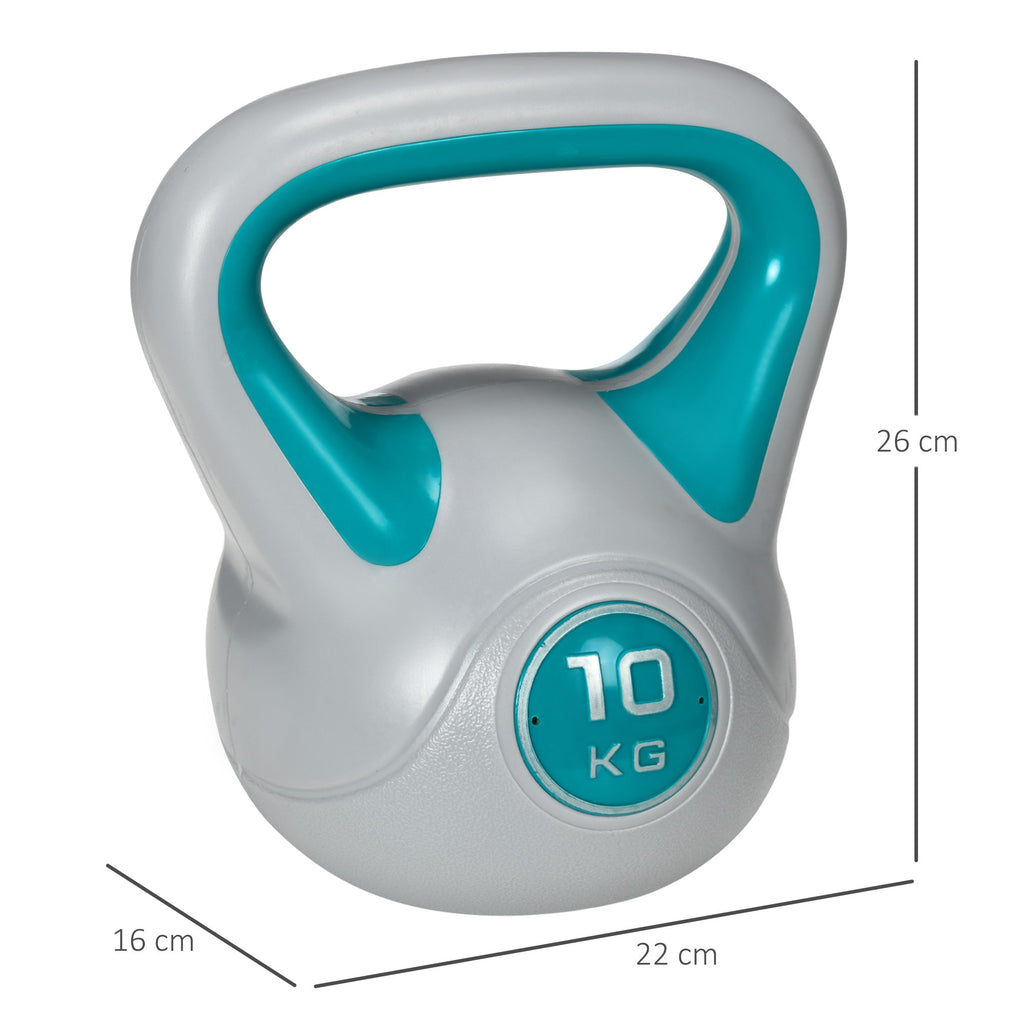Easycomfort Kettlebell 10kg in PU e Sabbia with Base Piatta e Impugnatura per Stacchi, Squat e Sollevamenti, 22x16x26 cm, Verde Scuro