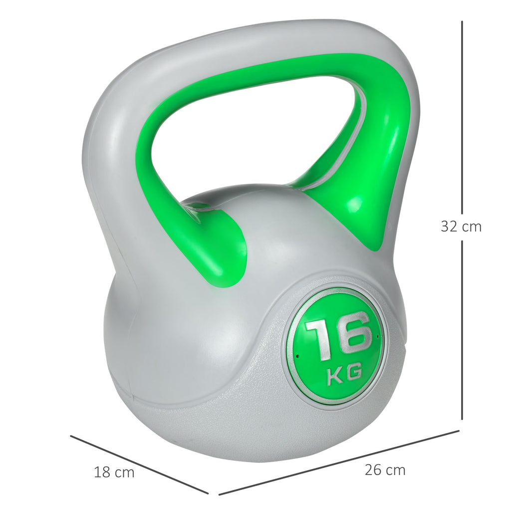 EasyComfort kettlebell 16 kg – PU, platte basis, groen