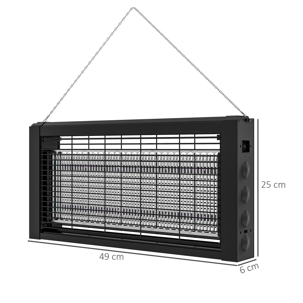EasyComfort Lampada Antizanzare per Interno 8W with Catenella e Rete di Protezione, 49x6x25 cm, black