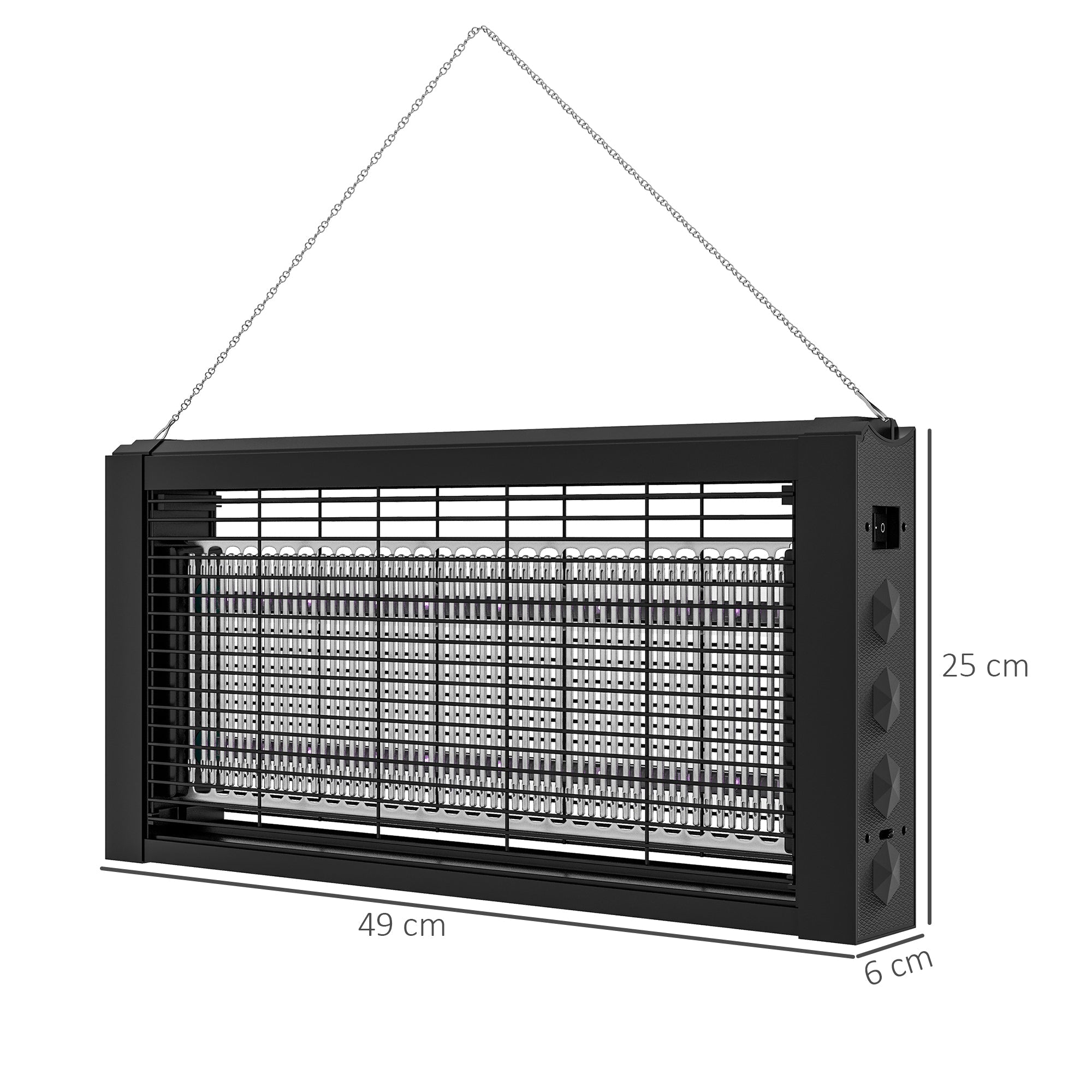 EasyComfort Lampada Antizanzare per Interno 8W with Catenella e Rete di Protezione, 49x6x25 cm, black