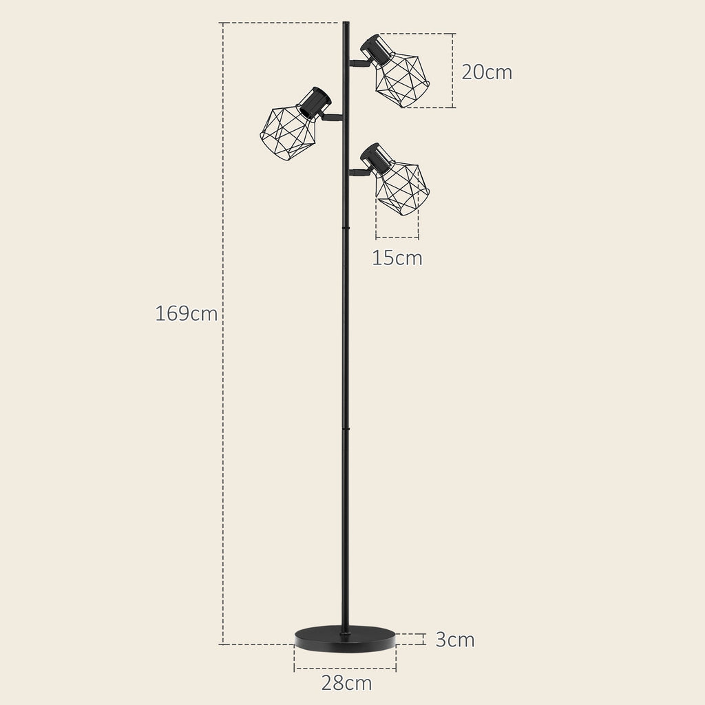EasyComfort Vloerlamp 3x verstelbare spots 40W, metaal, 41x28x169 cm