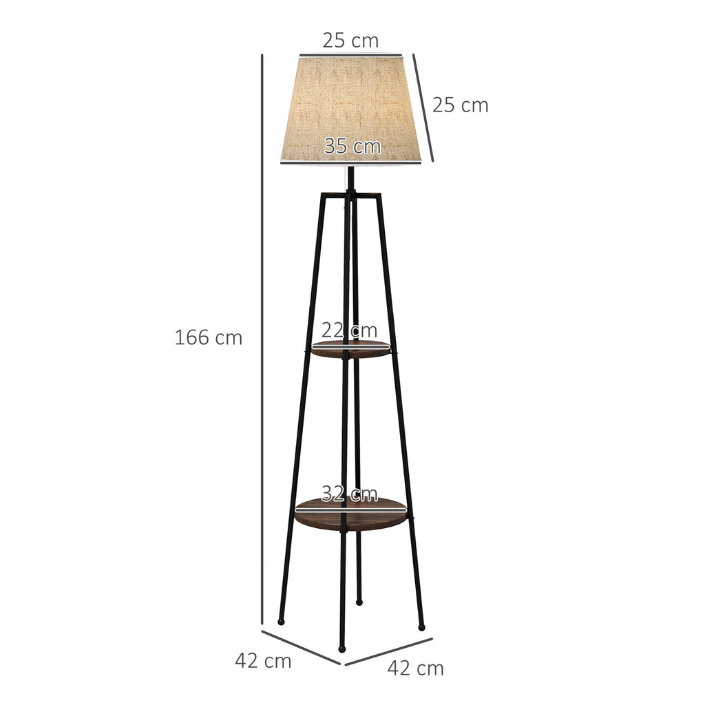 EasyComfort Staande lamp met 2 planken Ø42 x 166A cm zwart/bruin