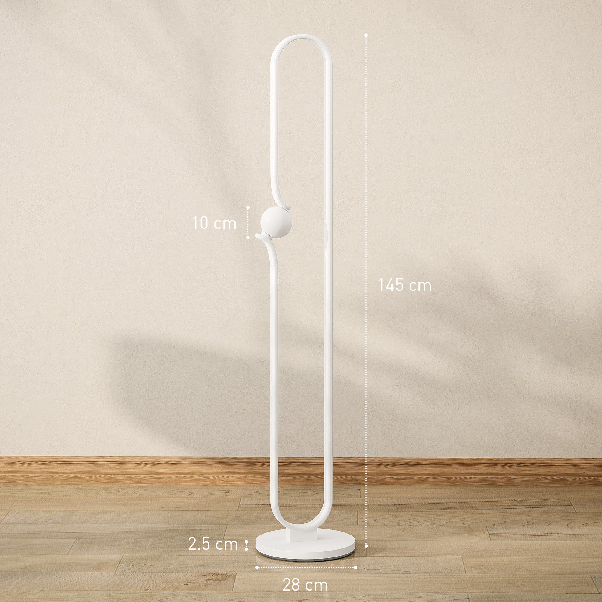 EasyComfort Muzieknoot LED-vloerlamp, dimbaar, 28x28x145 cm, wit