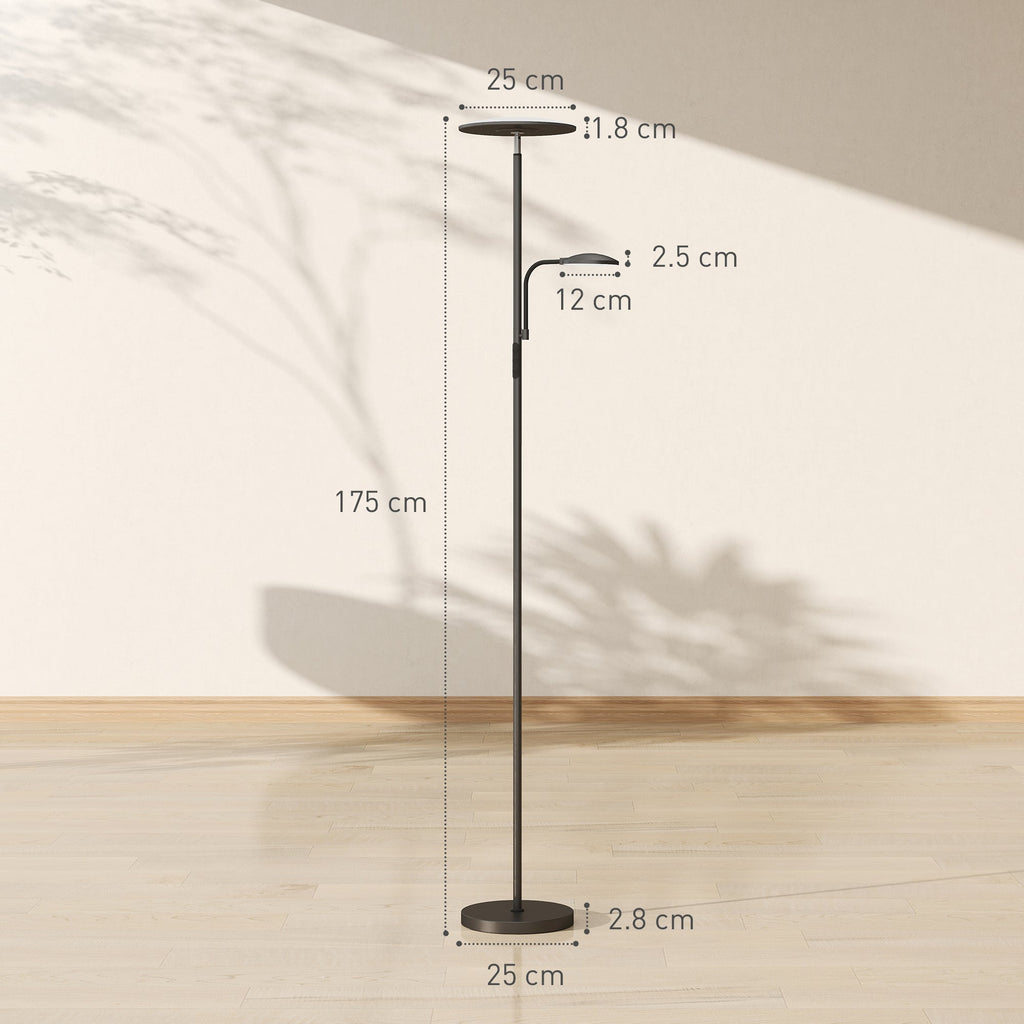 EasyComfort Vloerlamp met 2 lichtpunten, 2700K-6500K, 4 dimniveaus, afstandsbediening, zwart