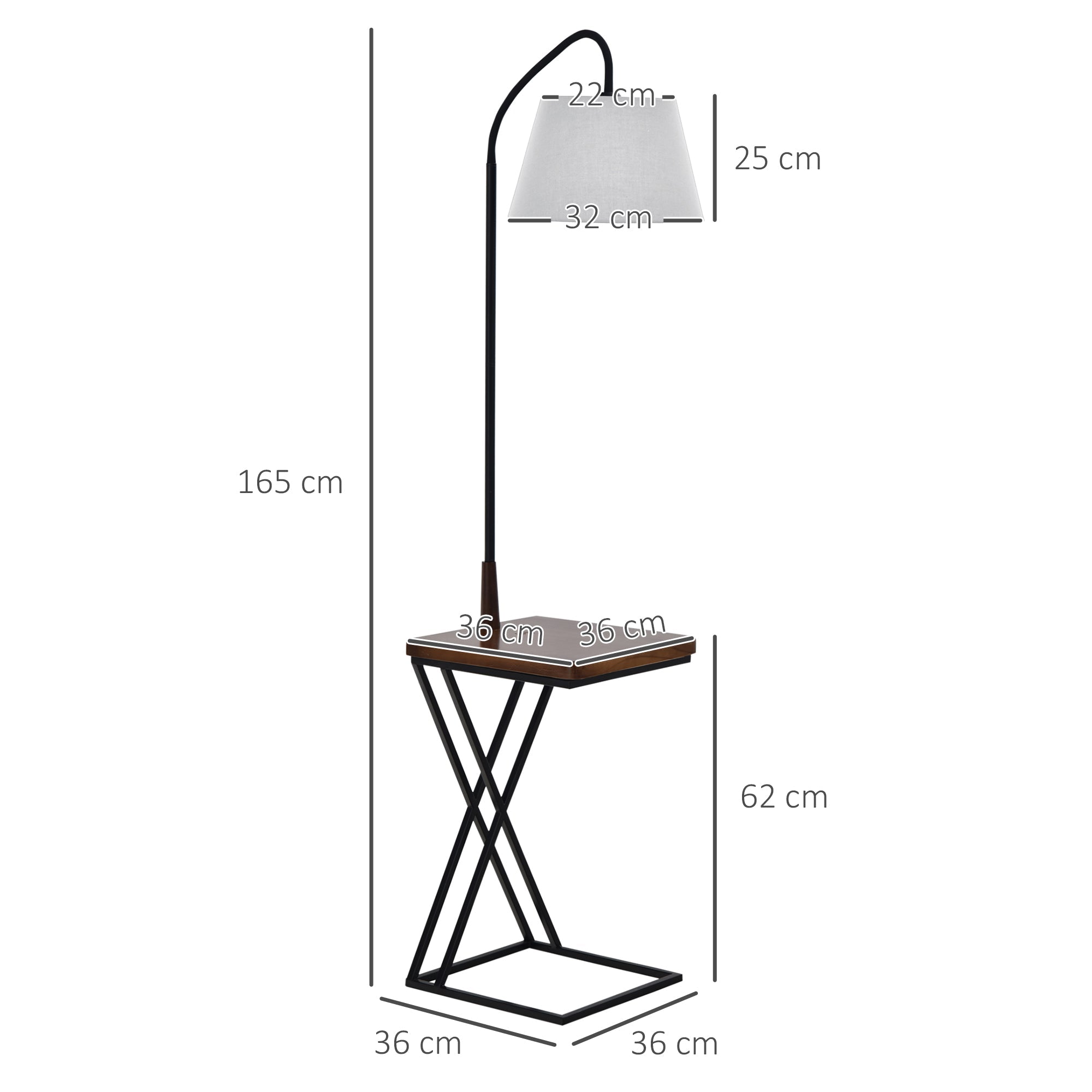 EasyComfort Moderne vloerlamp met tafeltje 36x36x165 cm