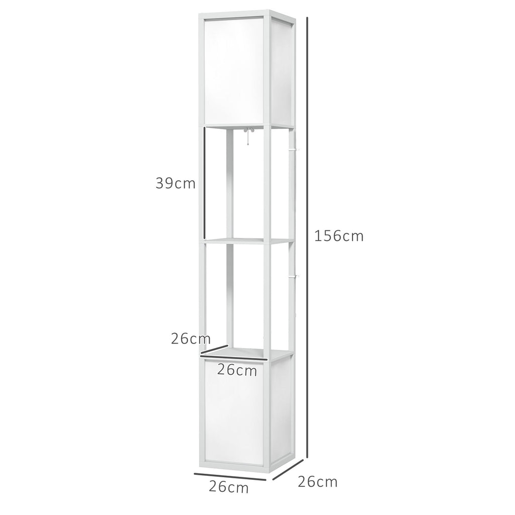 EasyComfort Vloerlamp met 2 lampschermen en 2 planken, E27 40W, 26x26x156 cm