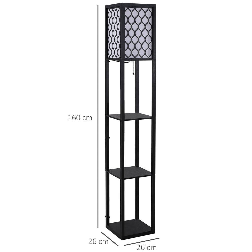 Easycomfort Lampada Lampadina da Terra Salvaspazio with Ripiani Durevole Cotone, MDF 26 x 26 x 160 cm black, bianco