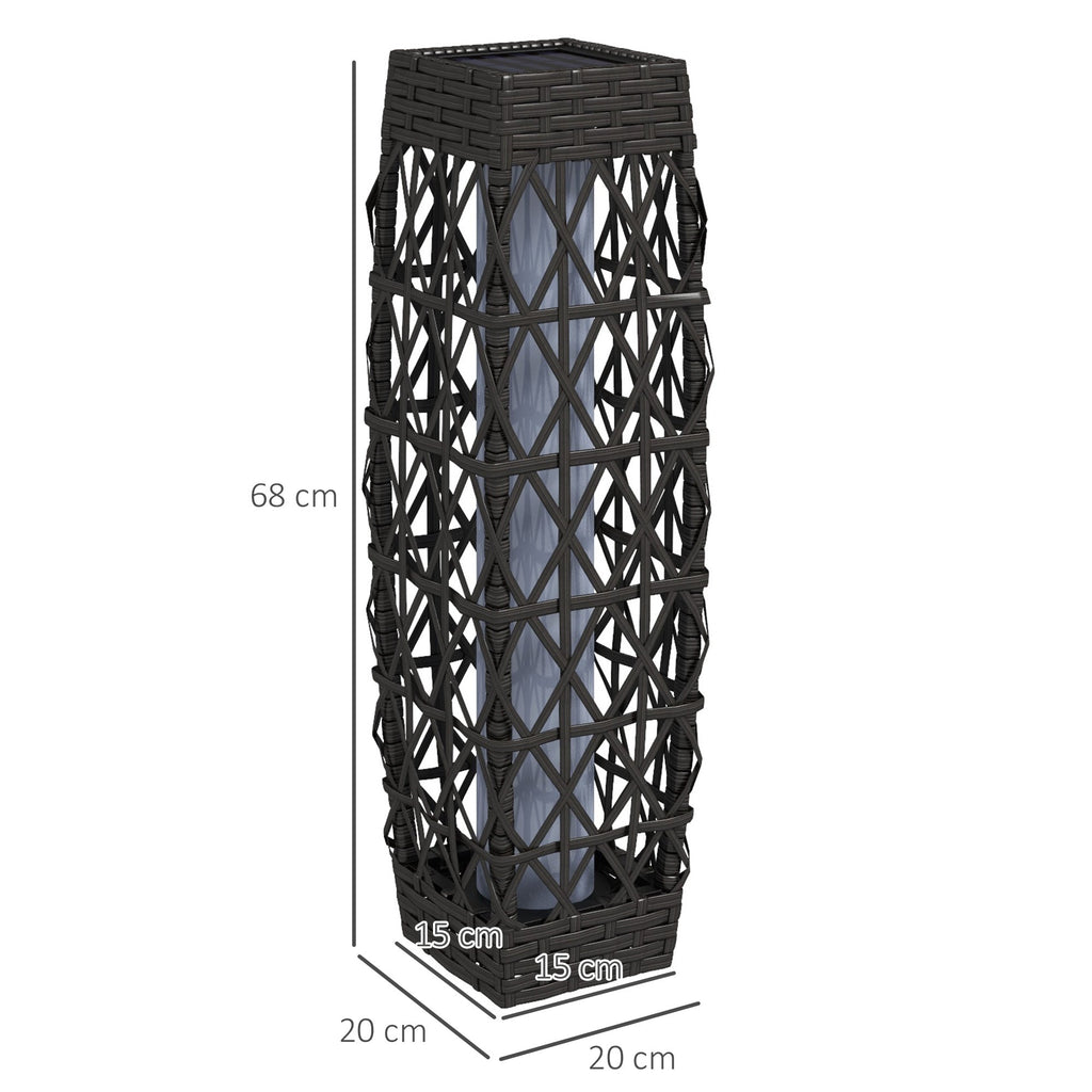 EasyComfort Lampada Solare da Giardino con Illuminazione LED, in Acciaio e Rattan PE, 20x20x68 cm, Grigio