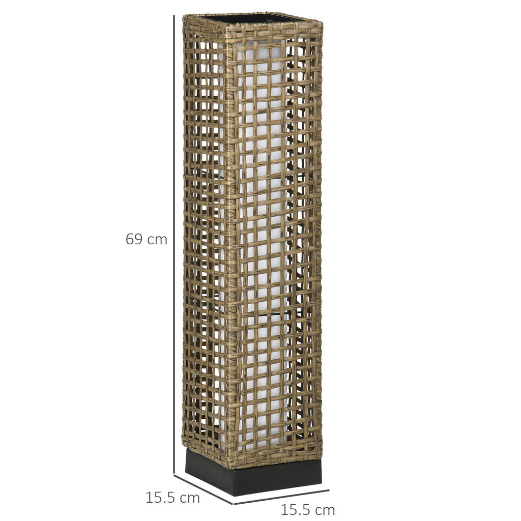 EasyComfort Lampada Solare da Giardino with Pannello di Ricarica, in Acciaio e Rattan, 15.5x15.5x69 cm, black e Marrone