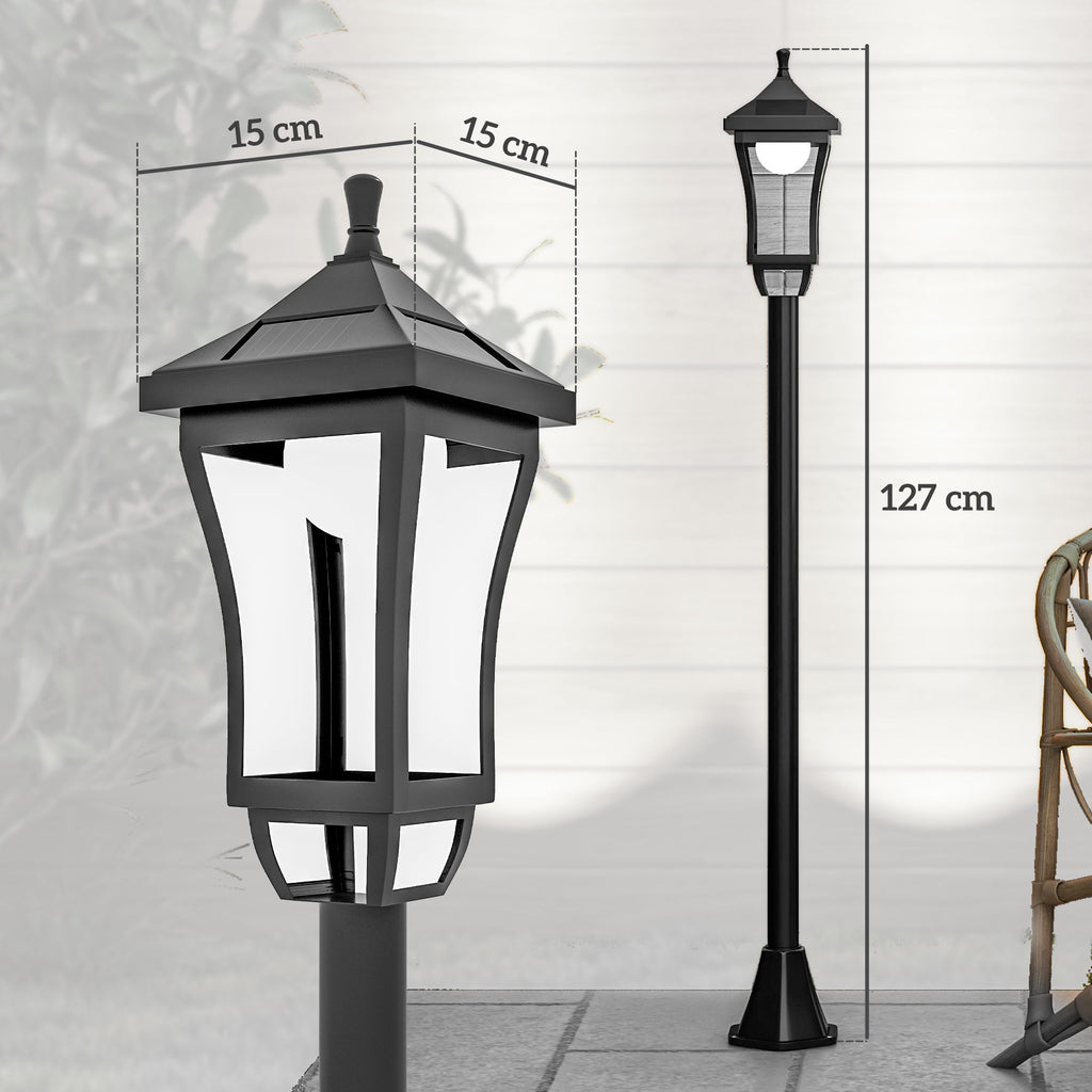 EasyComfort Tuinlamp (zonne) 6 uur autonomie, 15x15x127 cm, zwart