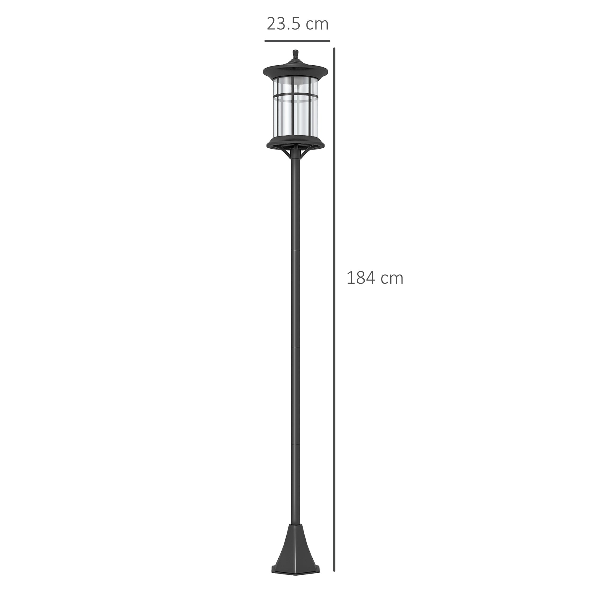EasyComfort zonne-tuinlamp 184 cm LED 6000K IP44 zwart