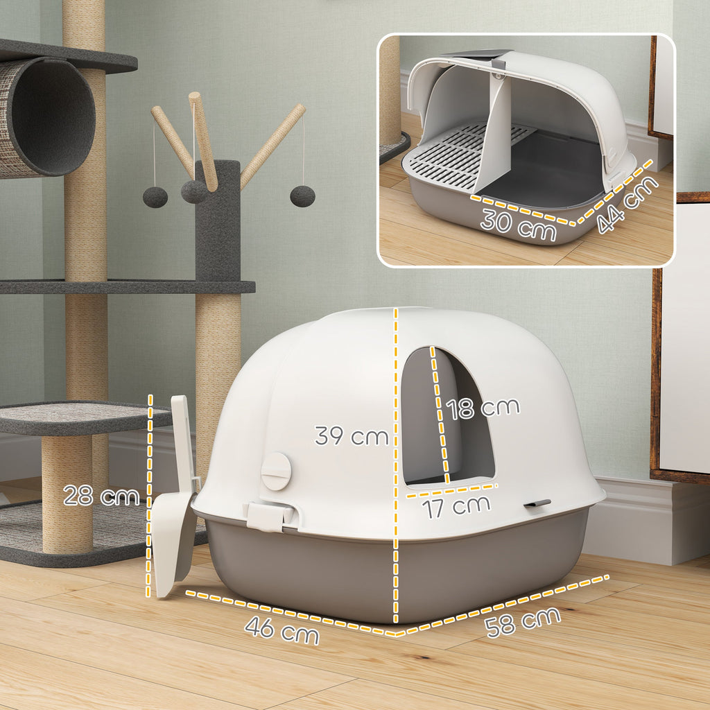 EasyComfort gesloten kattenbak met kattenluik en schep, PP, 58x46x39 cm