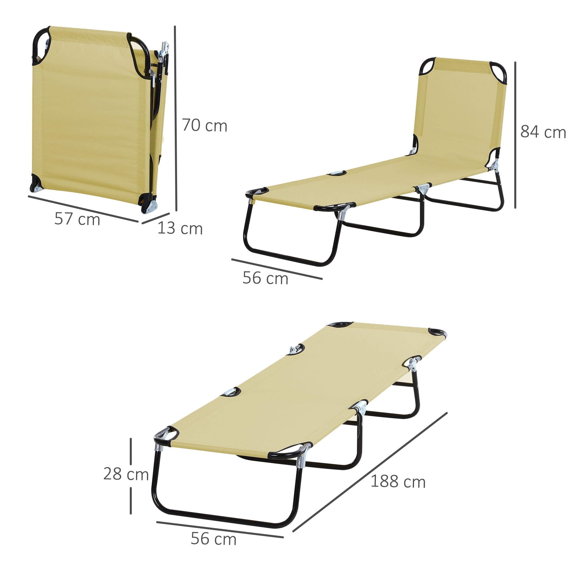 EasyComfort Lettino da Giardino with Schienale Regolabile in 5 Posizioni, in Acciaio e Tessuto Oxford, 188x56x28 cm, Beige