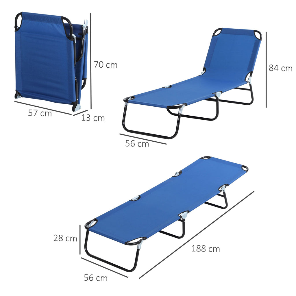 EasyComfort Tuinligbed verstelbaar (5 posities), 188x56x28 cm, blauw