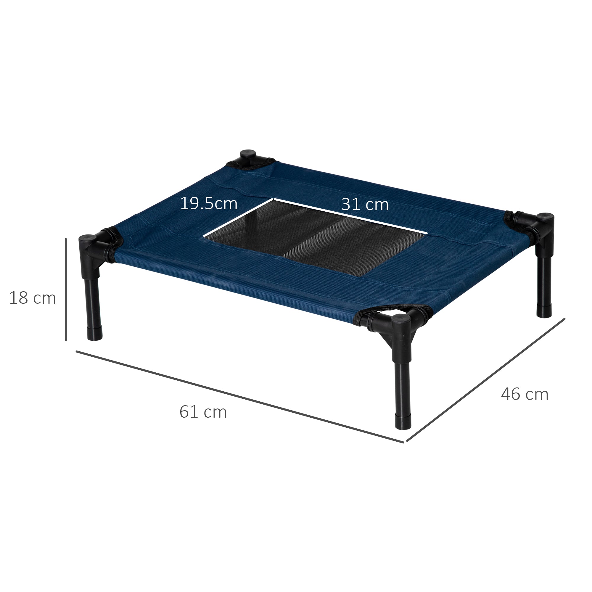 EasyComfort Lettino per Cani Rialzato con Seduta Traspirante, in Acciaio e Tessuto, 61x46x18 cm, Marrone e Nero