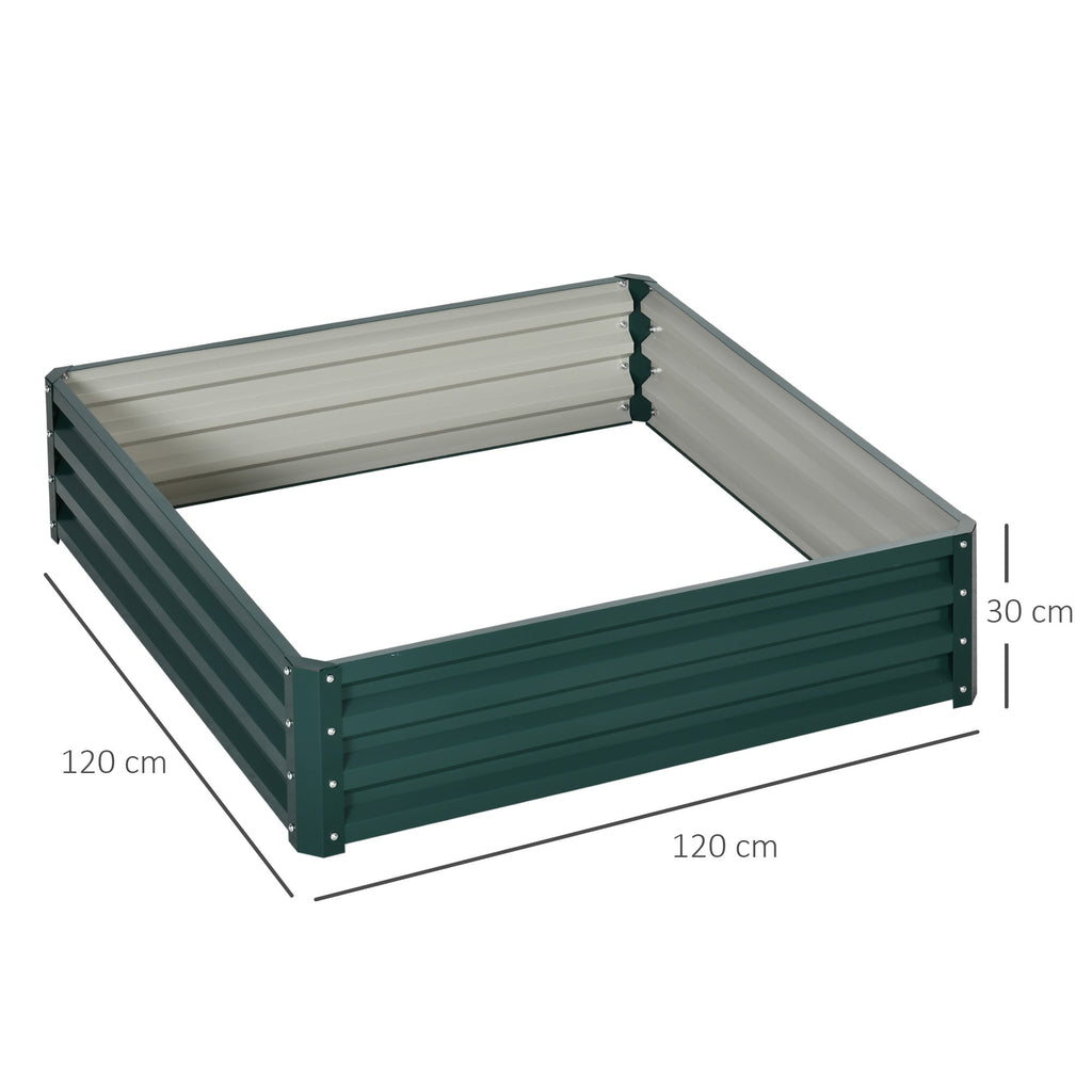 EasyComfort Letto per Orto Rialzato a Fondo Aperto with Rivestimento, in Acciaio Zincato, 120x120x30 cm, Verde