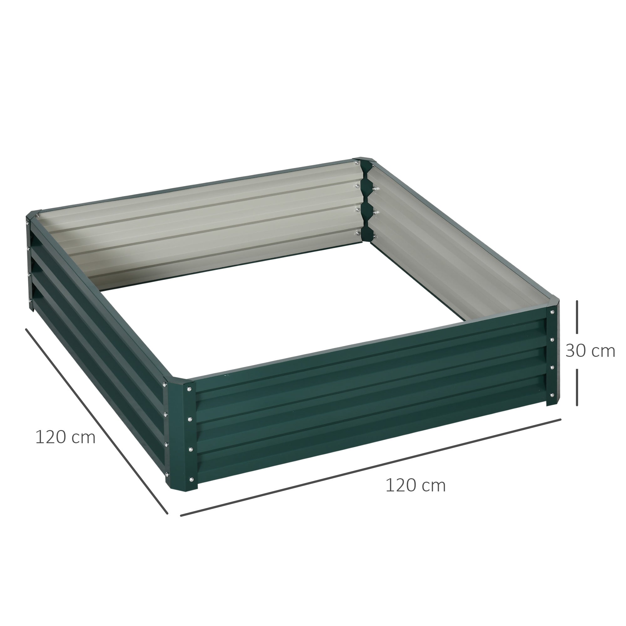EasyComfort Letto per Orto Rialzato a Fondo Aperto with Rivestimento, in Acciaio Zincato, 120x120x30 cm, Verde
