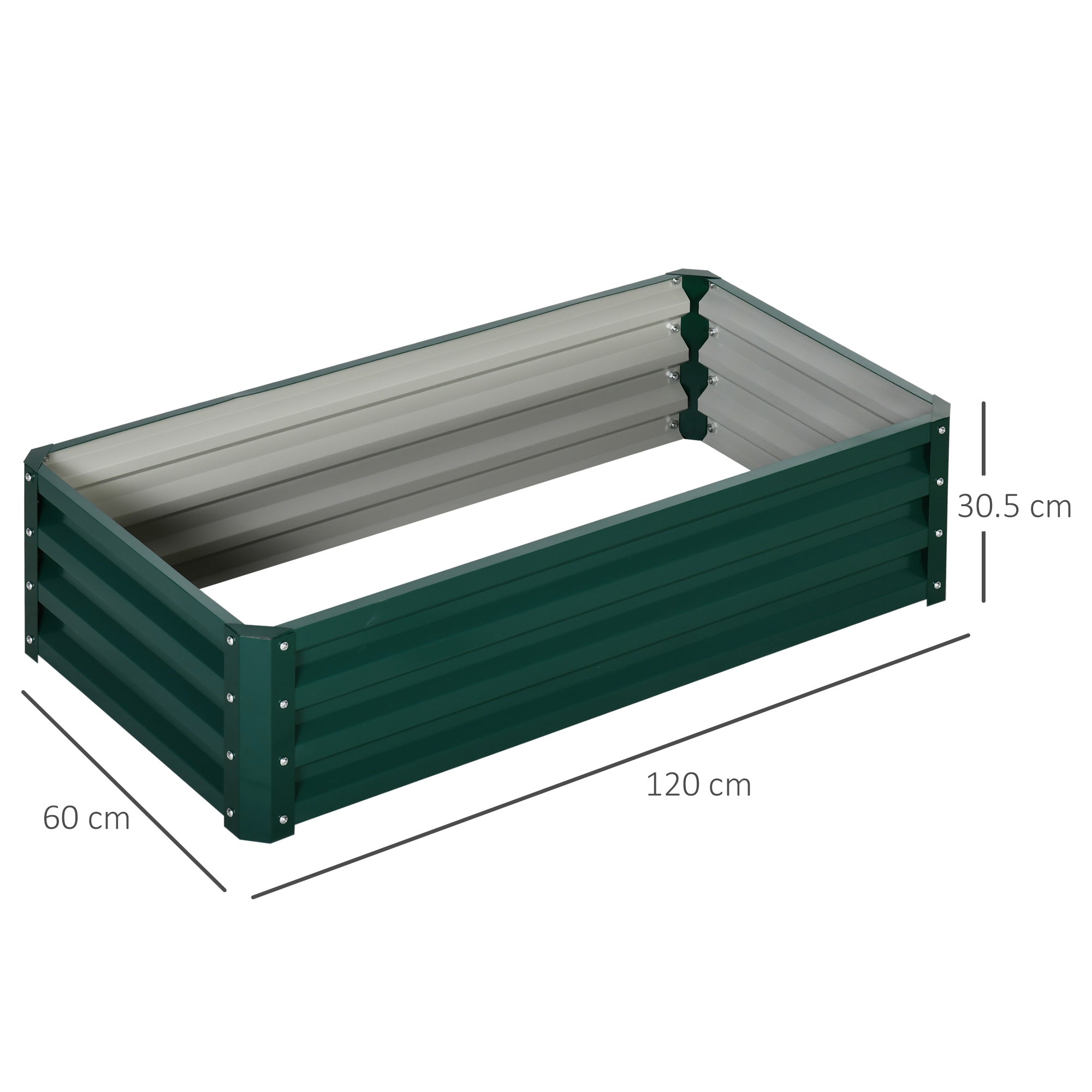 EasyComfort Letto per Orto Rialzato a Fondo Aperto with Rivestimento, in Acciaio Zincato, 120x60x30.5 cm, Verde