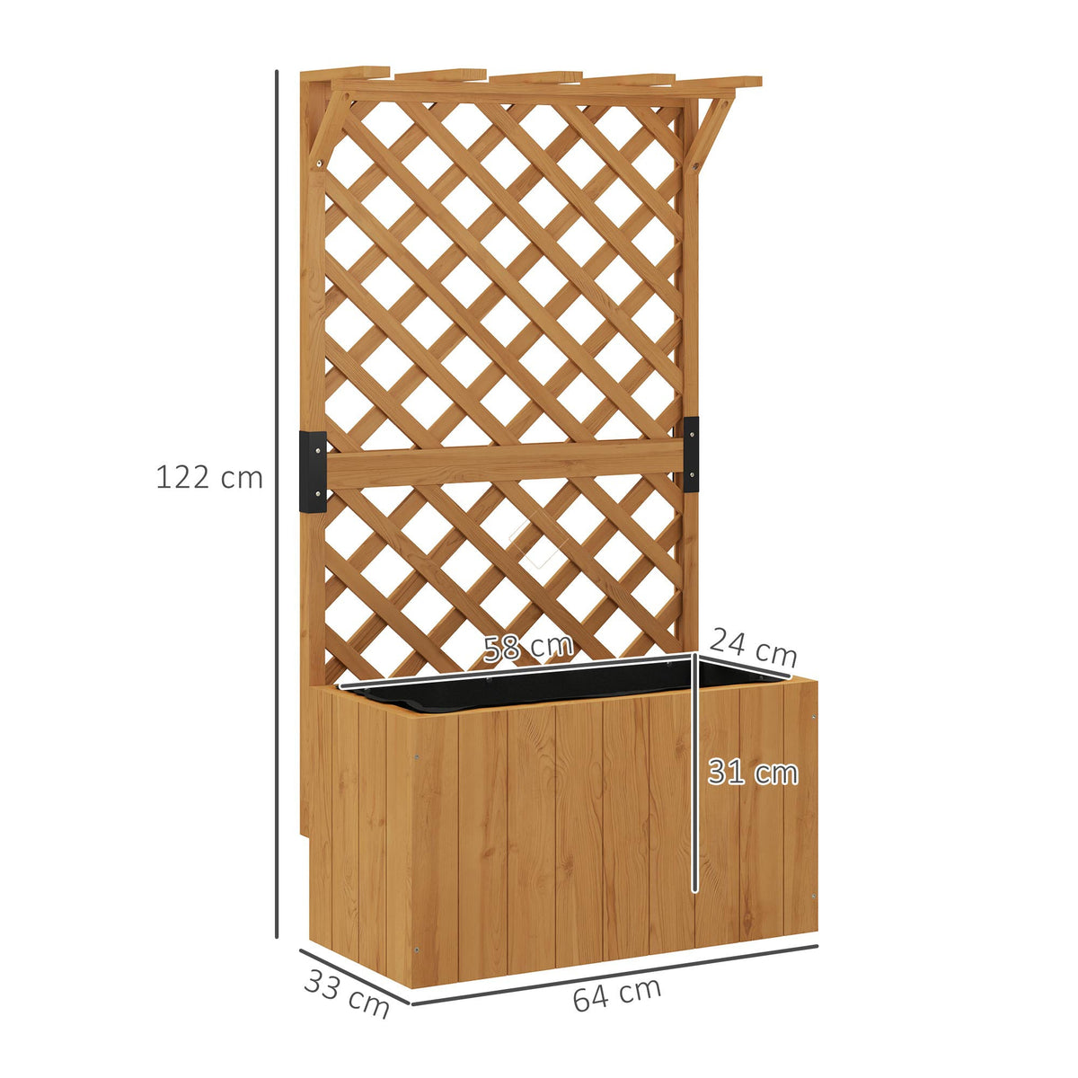 EasyComfort Letto per Orto Rialzato verhoogde plantenbak met traliewerk, 64x33x122 cm