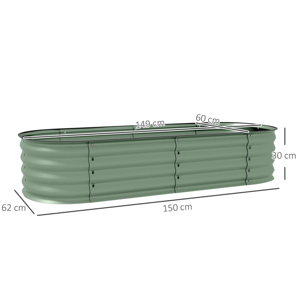 EasyComfort Letto per Orto Rialzato Modulare 150x62x30cm in Acciaio Galvanizzato with Fondo Aperto, Verde