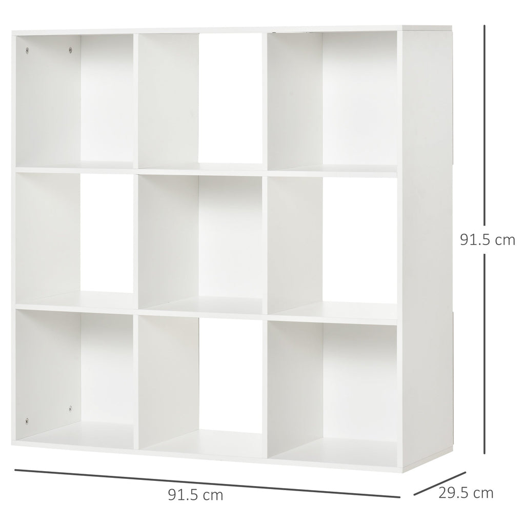 Easycomfort Libreria Bianca per Casa e Ufficio, Scaffale dal Design Moderno with 9 Scomparti in Legno, 91.5 x 29.5 x 91.5 cm