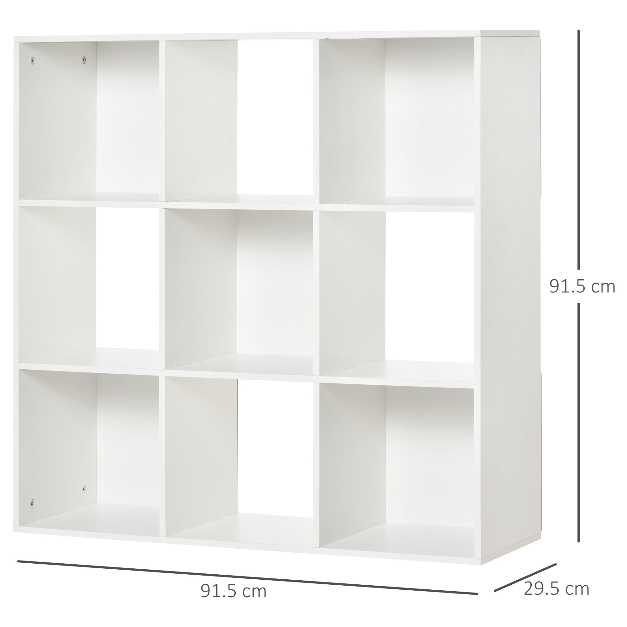 Easycomfort Libreria Bianca per Casa e Ufficio, Scaffale dal Design Moderno with 9 Scomparti in Legno, 91.5 x 29.5 x 91.5 cm