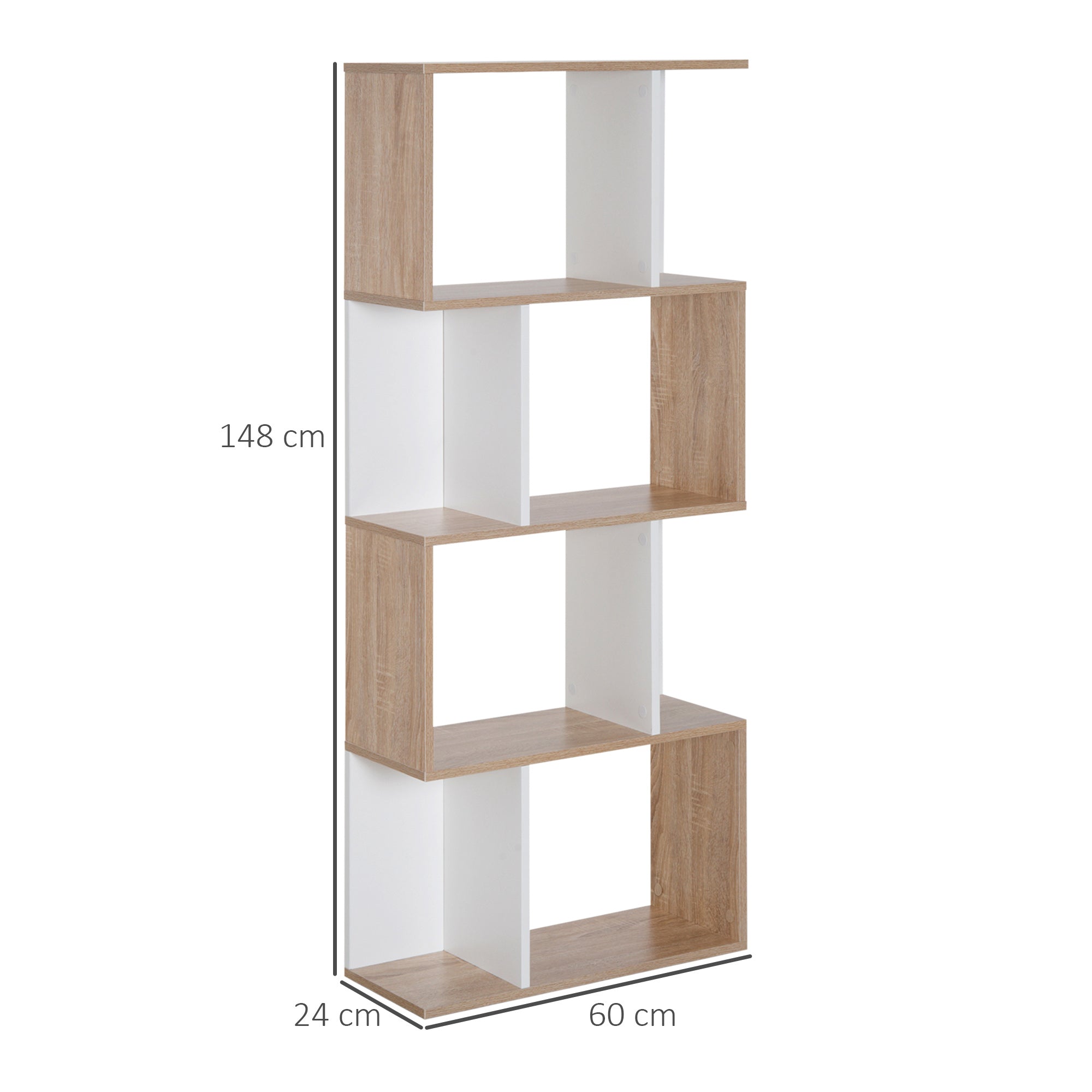 Easycomfort Libreria di Design Scaffale Ufficio Legno Moderna 4 Ripiani 60×24×148cm