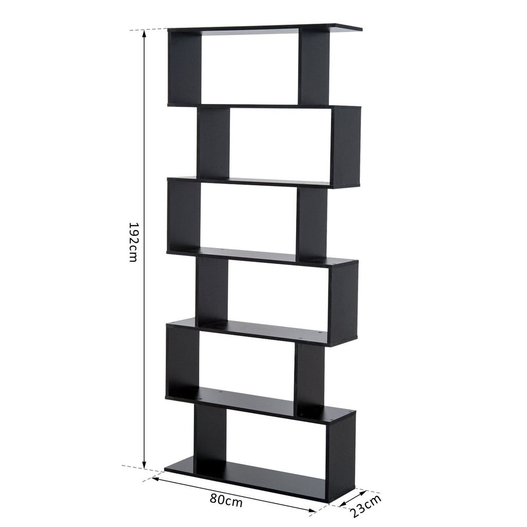 EasyComfort S‑vormige boekenkast 6 leLPGanken 80×23×192 cm zwart