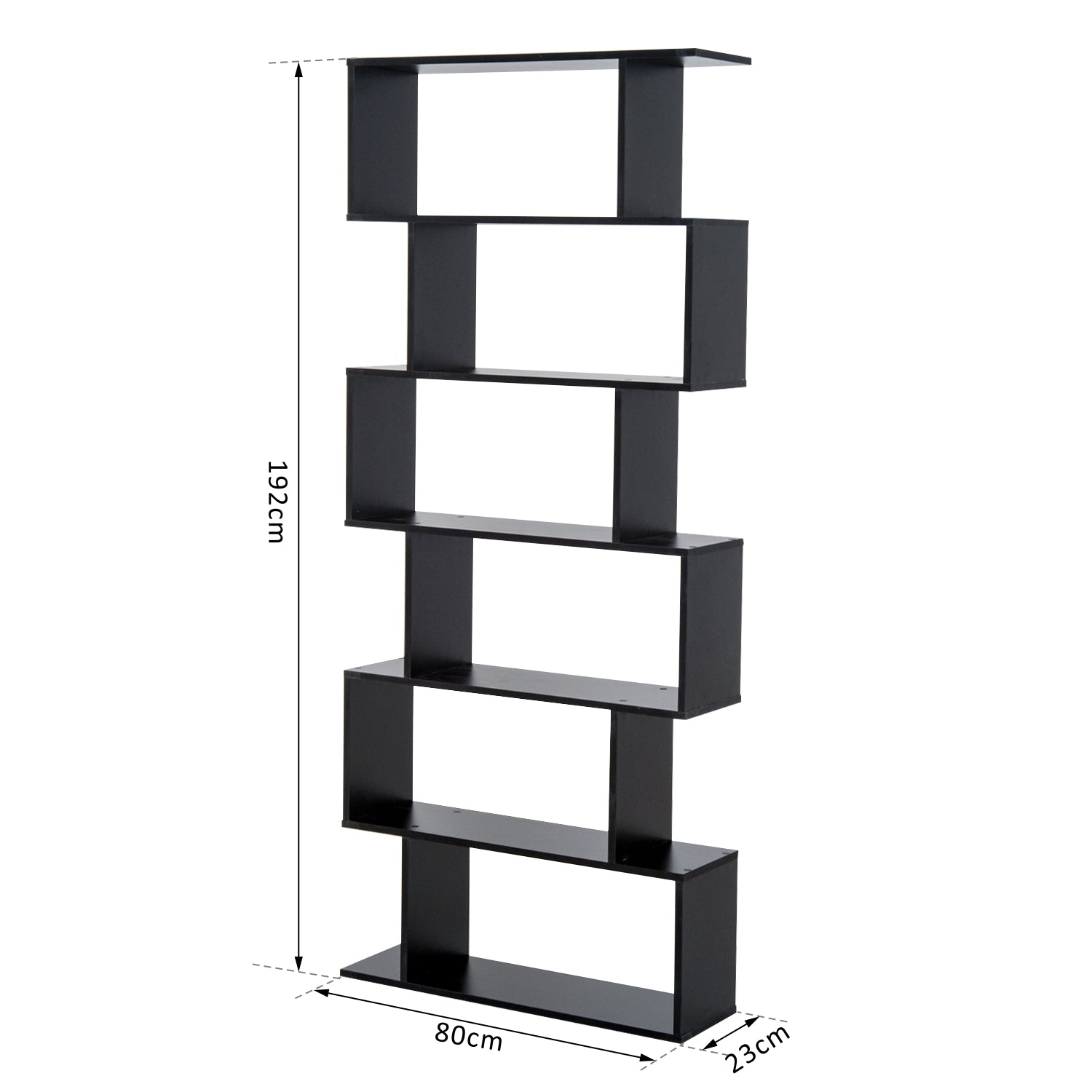 Easycomfort Libreria Legno Design Moderno with 6 Ripiani 80 × 23 × 192cm black