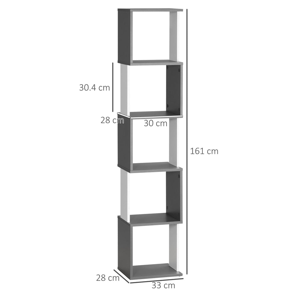 EasyComfort boekenkast met 5 planken 33x28x161 cm – donkergrijs/crèmewit