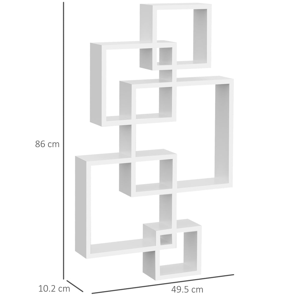 Easycomfort Libreria Moderna Sospesa with 5 Cubi Intrecciati in Legno, 49.5x10.2x86cm, white