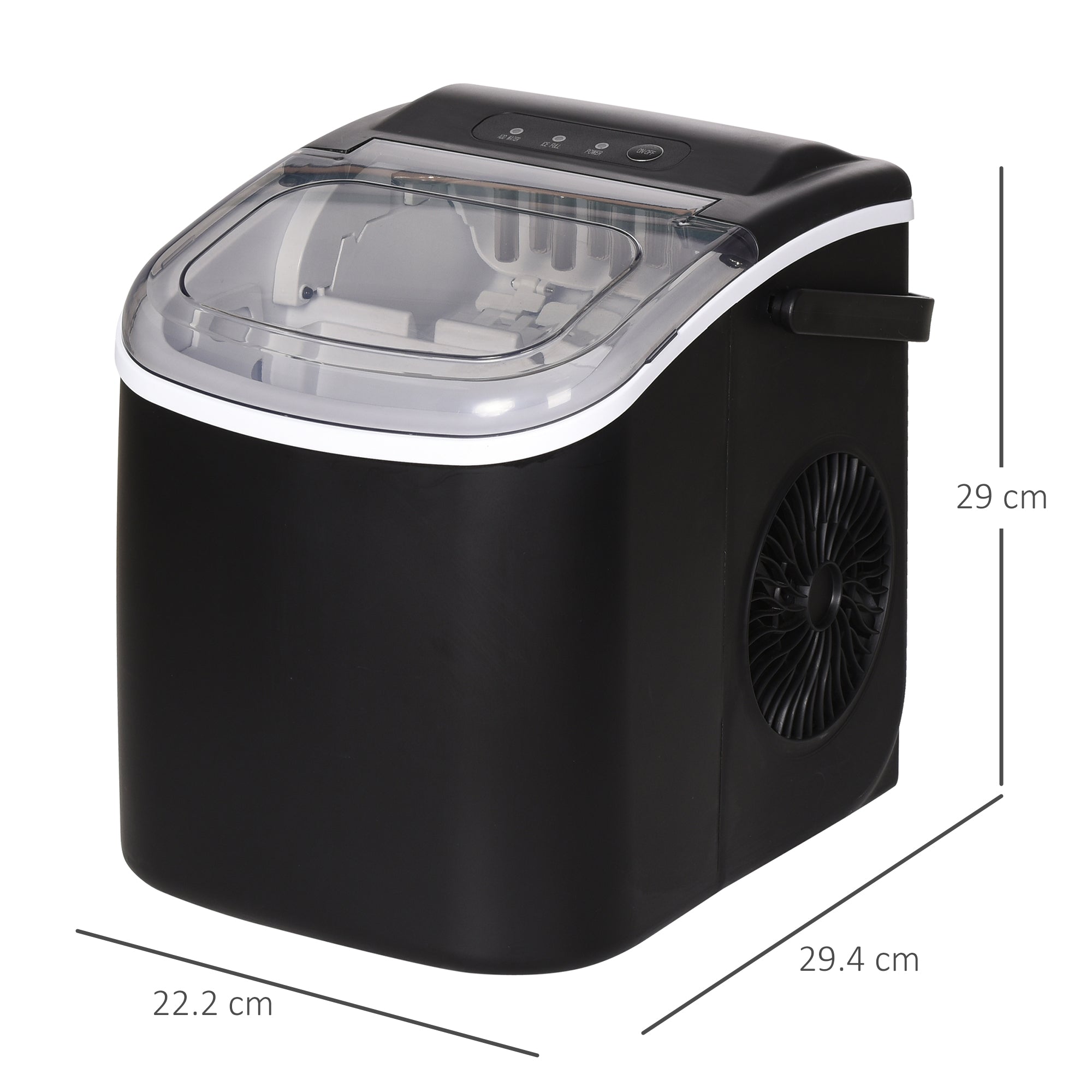 Easycomfort Macchina del Ghiaccio da 9 Cubetti in 6-12 Minuti with Cestello e Paletta Inclusi, 23.8x30.5x29 cm, black