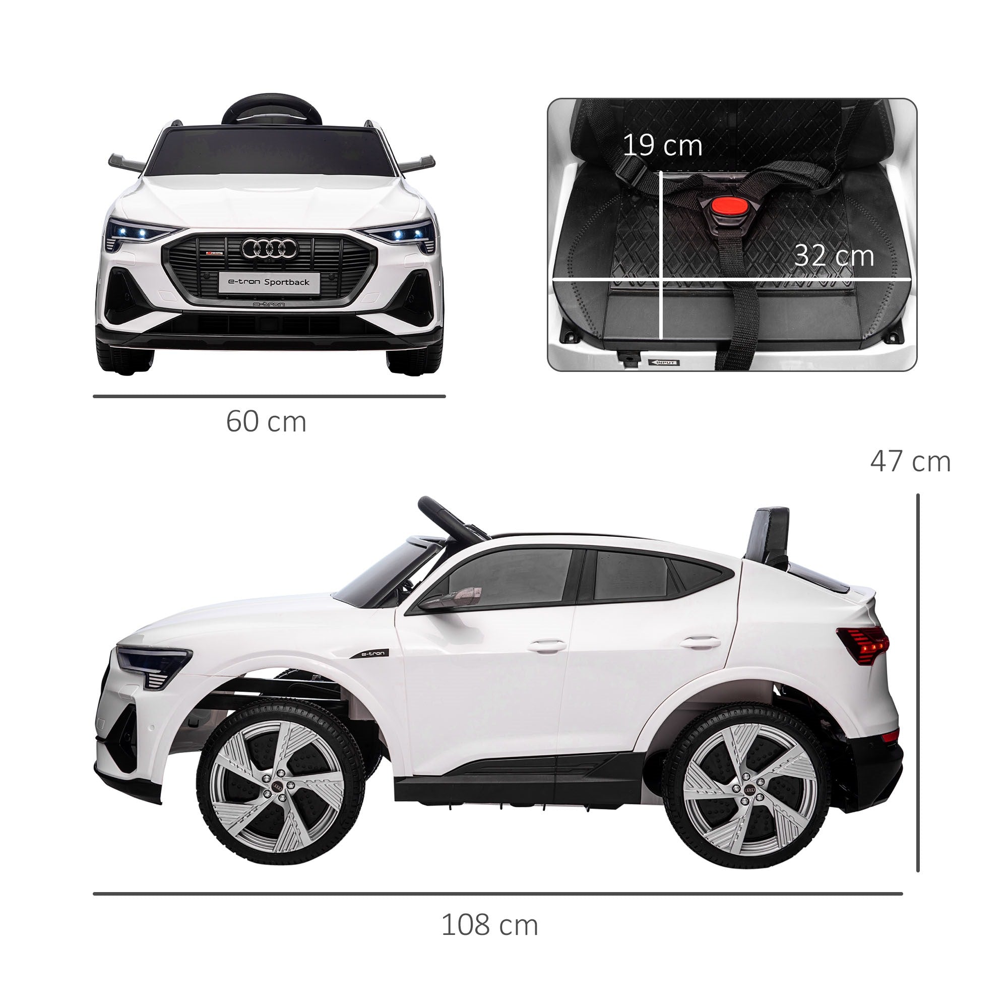 EasyComfort Auto Elettrica per Bambini 3-5 Anni, Macchina 12V with Telecomando e Luci Colorate, Velocità Fino a 8km/h, white