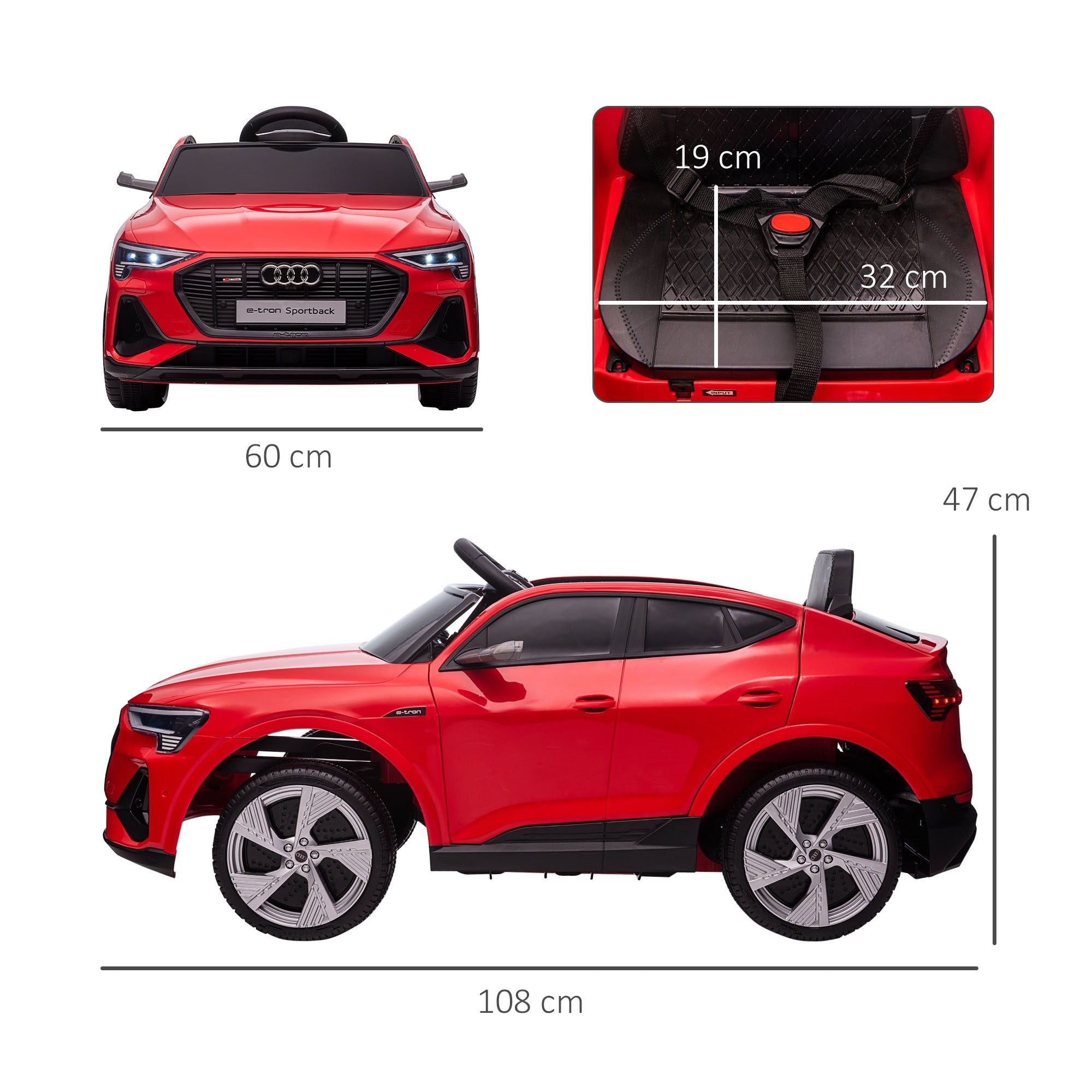 EasyComfort Macchina Elettrica per Bambini 3-5 Anni 12V with Telecomando, Auto with Luci e Musica, Velocità 3-8km/h, Luci e Musica, Rosso