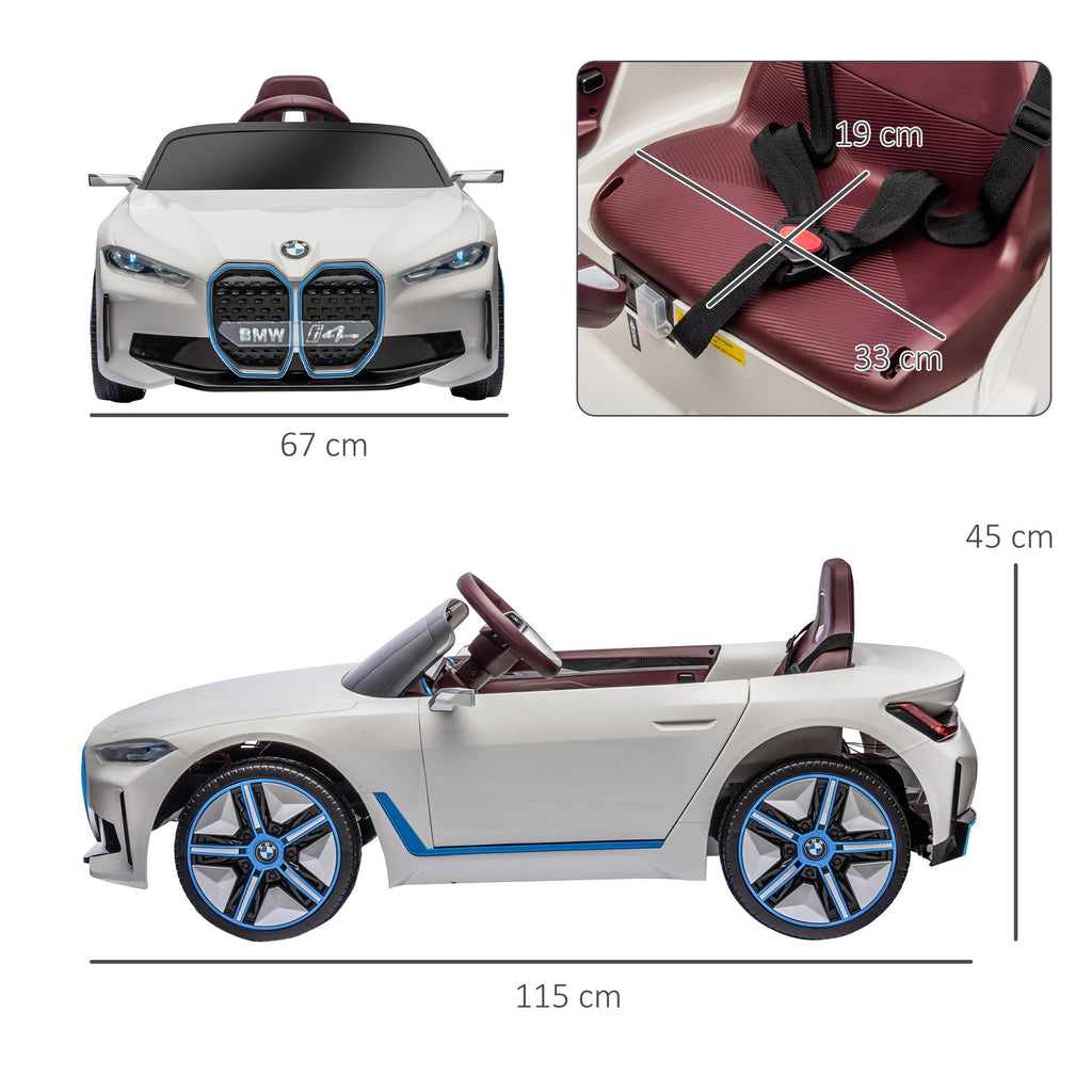 Easycomfort Macchina Elettrica per Bambini 3-6 Anni with Licenza BMW with Telecomando, Clacson e Fari, 115x67x45 cm, Bianca