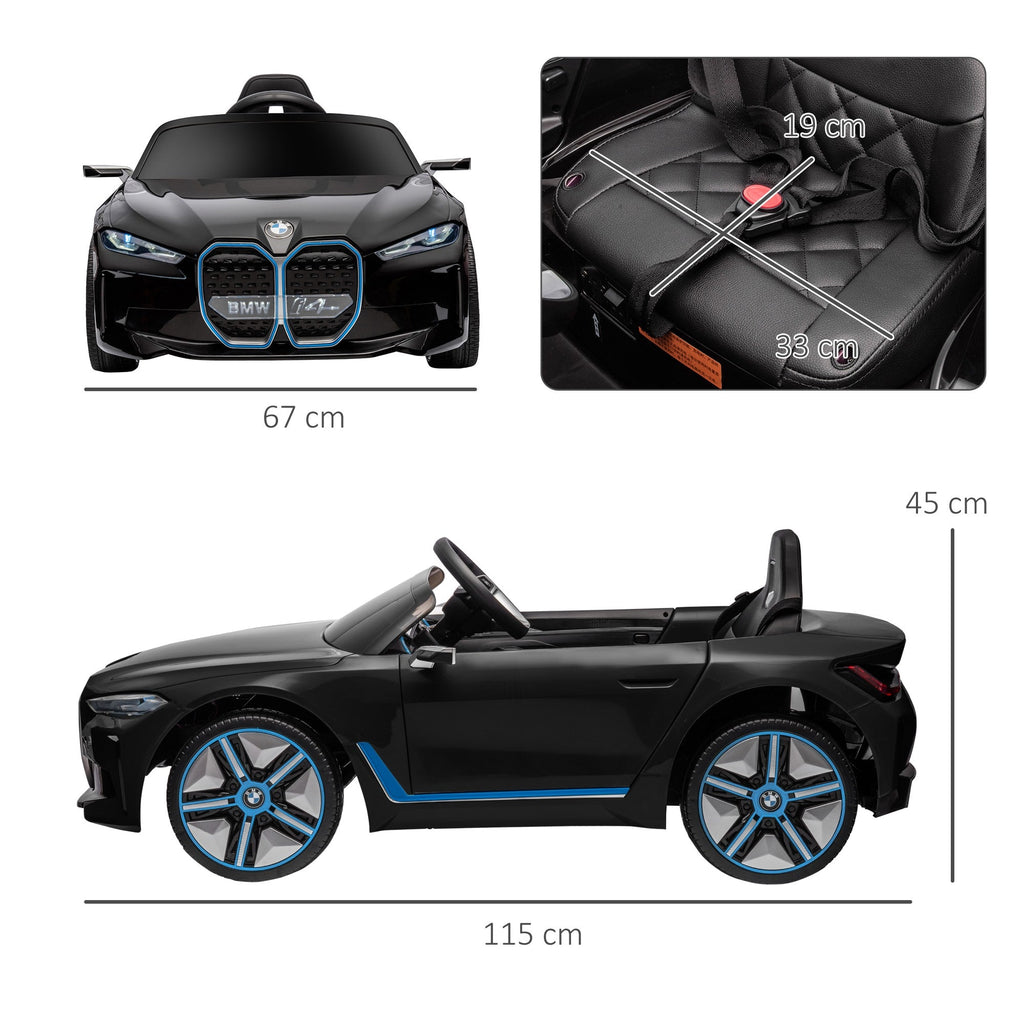 Easycomfort Macchina Elettrica per Bambini 3-6 Anni with Licenza BMW with Telecomando, Clacson e Fari, 115x67x45 cm, Nera