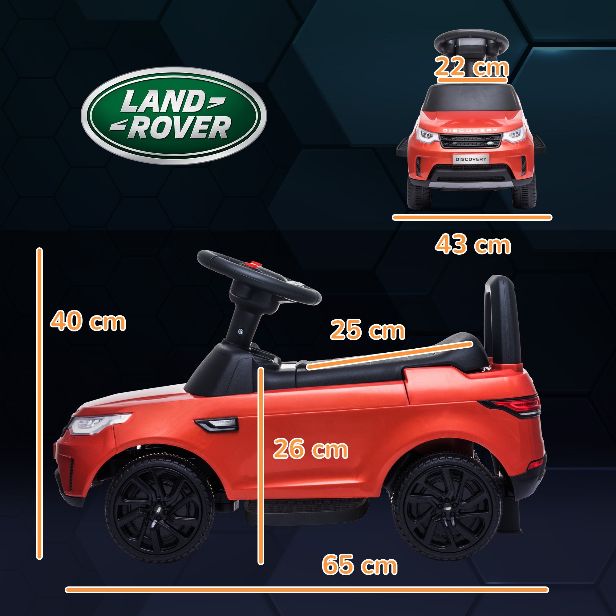 EasyComfort Macchina Elettrica per Bambini, Auto con Licenza Land Rover 6V, Funzionamento Elettrico e a Spinta, Velocità 3km/h, Rosso